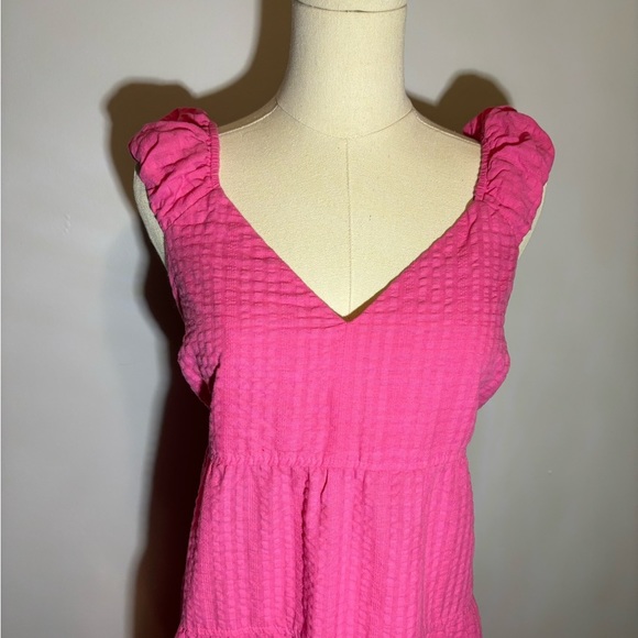 Old Navy Pink Tiered Cotton Maxi Dress, Tie back Size Medium like  new - Picture 3 of 7